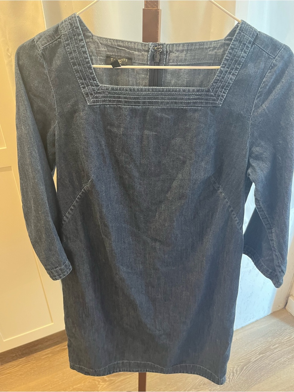 Talbots Dark Blue Denim Square-Neck Shift Dress